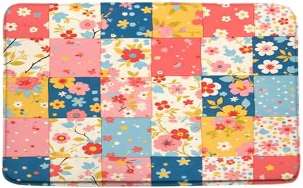 Boho Floral Patchwork Bath Mat 16x24 Inch