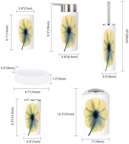 Boho Yellow Flower 6-Piece Bathroom Accessory Set