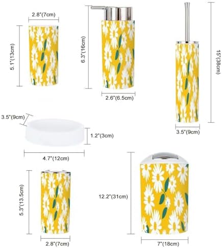 Boho Daisy Pattern 6-Piece Bath Accessories Set