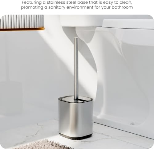Home Zone Living Toilet Brush with Automatic Lid and Stainless Steel Handle 1