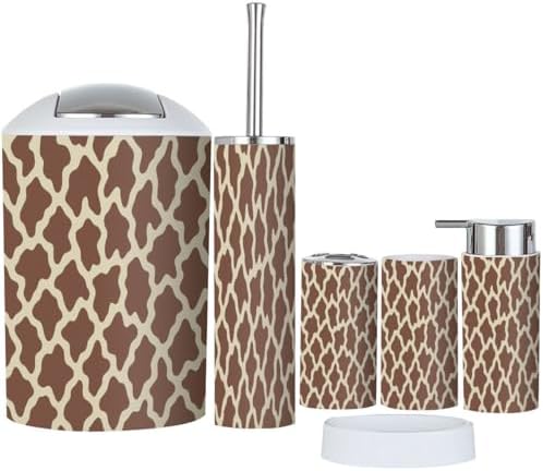 Boho Cow Print Bathroom Accessory Set 6 Piece 1