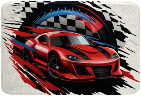 Feelyou Sports Car Bath Rug with Non-Slip TPR Bottom