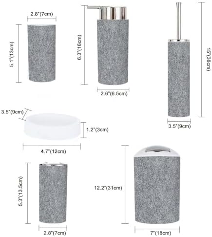 TRANQDEHOM 6-Piece Boho Black Denim Texture Bathroom Accessory Set