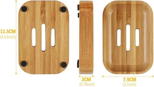 Eco-Friendly Bamboo Soap Dish Holder - 2-Pack for Bath Kitchen