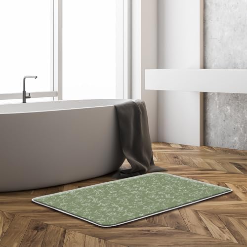Sunhe Vintage Botanical Bath Mat Sage Green