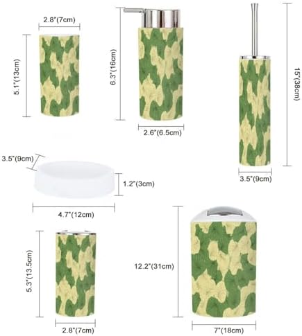 Boho Japanese Green Ginkgo Leaf 6-Piece Bathroom Accessory Set