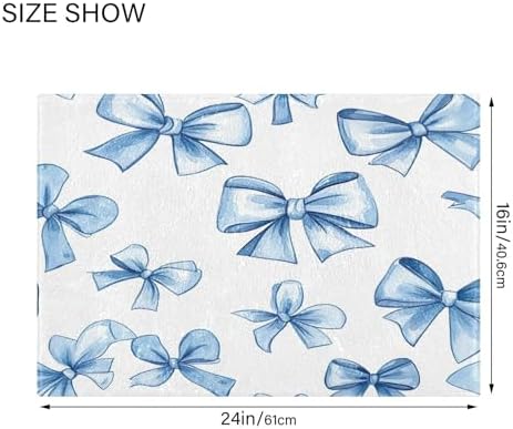 YETTASBIN Blue Bow Rectangle Bath Mat Set 1