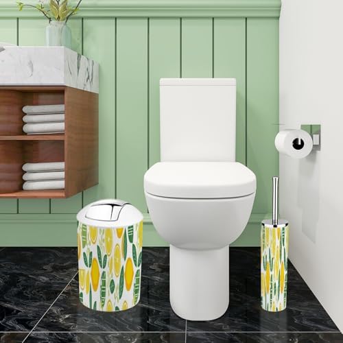 Boho Lemon Bathroom Accessory Set 6 Piece Modern