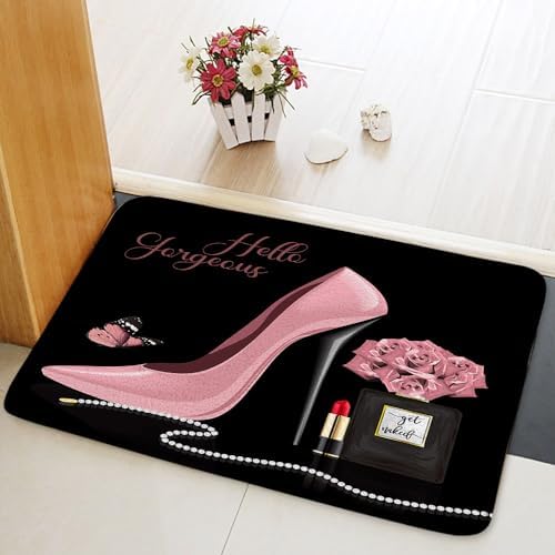 Flower Butterfly Bath Mat 16x24 Inch Soft Romantic Design
