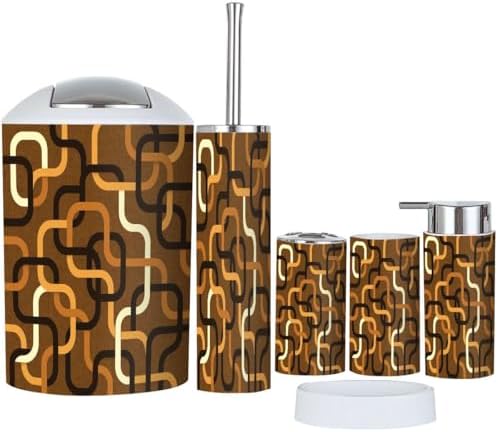 Boho Abstract Geometric Chain Bathroom Accessories Set 6 Piece