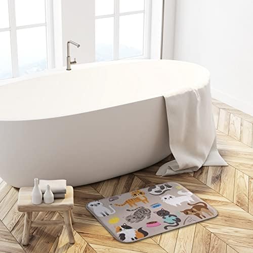 AMonamour Cute Bath Mat Set with Cartoon Cats