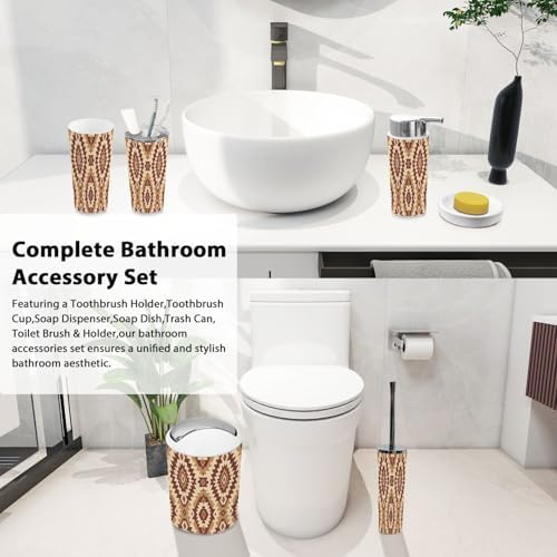 Boho Geometric Bathroom Accessory Set 6 Piece 1