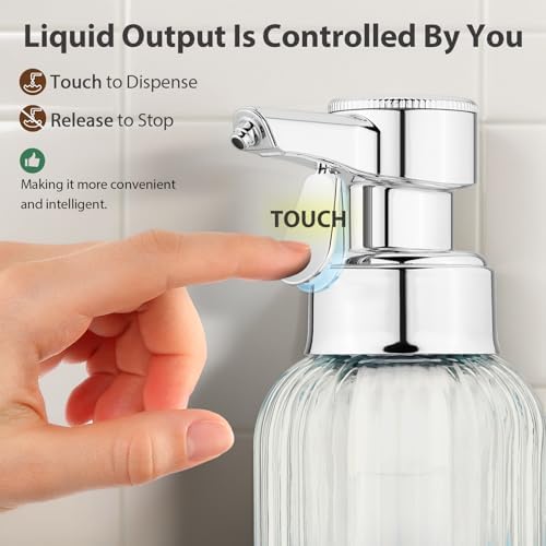 Monstake Touch Operated Soap Dispenser 16 OZ Clear Glass 1