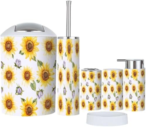 Boho Watercolor Bathroom Accessory Set 6 Piece