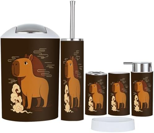 Boho Capybara Bathroom Accessory Set 6 Piece