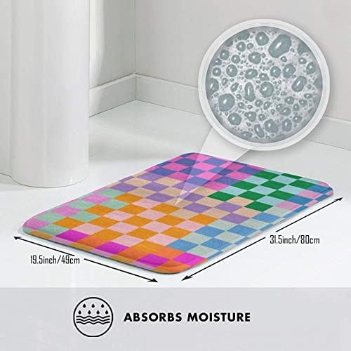 Checkered Rainbow Bath Mat 20x30 Non Slip