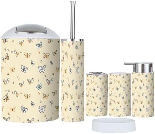 Boho Yellow Bathroom Accessory Set of 6 Pieces
