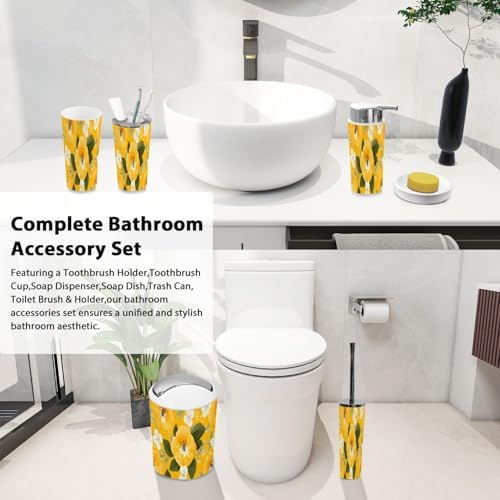 TRANQDEHOM 6-Piece Boho Floral Bathroom Accessory Set