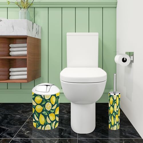 Bathroom Accessory Set 6 Piece Lemon Pattern 1