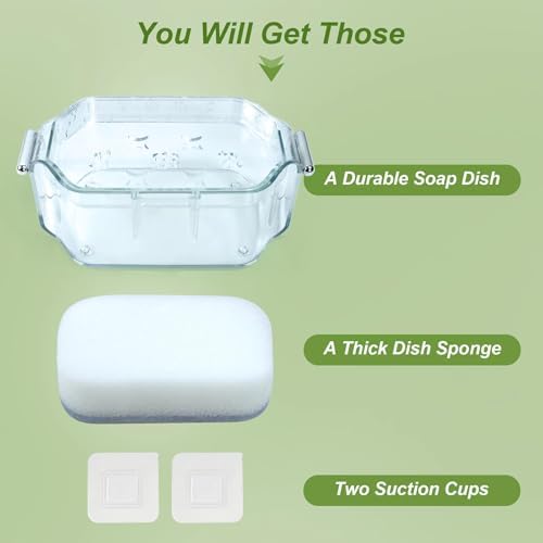 DAOZIJI Bar Soap Holder with Suction Cups and Sponge