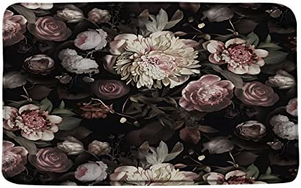 ChenRongDian Black Floral Bath Rug 16x24In