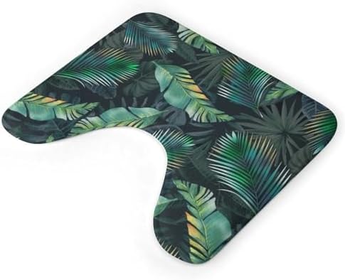 Green Leaf U Shaped Bath Rug Non Slip Soft Mat