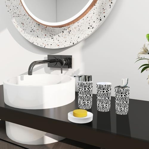 Boho Bathroom Accessory Set 6 Piece Modern Design