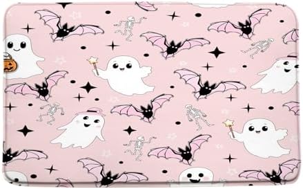 Spooky Bath Mat with Cute Ghosts and Bats Design