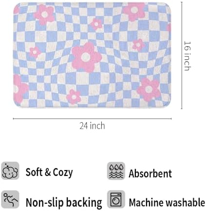 Vigesun Flower Bath Rug Non Slip Plush 16x24 Pink Purple