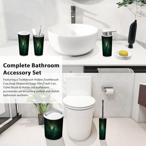 Boho Bathroom Accessory Set with Fractal Nebula Design