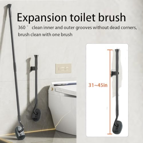 Tuoweier Long Handle Toilet Brush Set with Holder and 2 Brush Heads