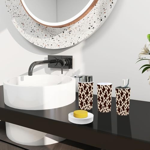 Boho Cow Skin Bathroom Accessory Set 6 Piece 1