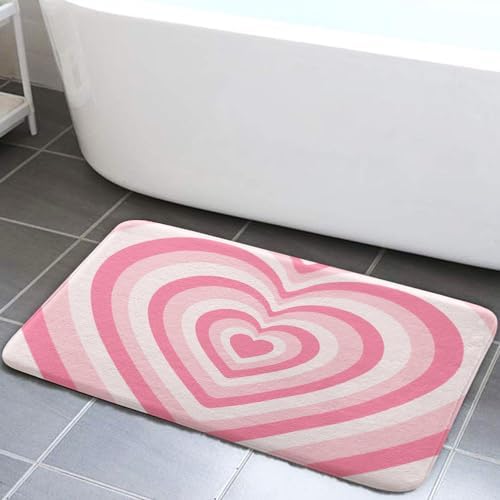 Abstract Pink Heart Shaped Bath Mat 16X24IN 1