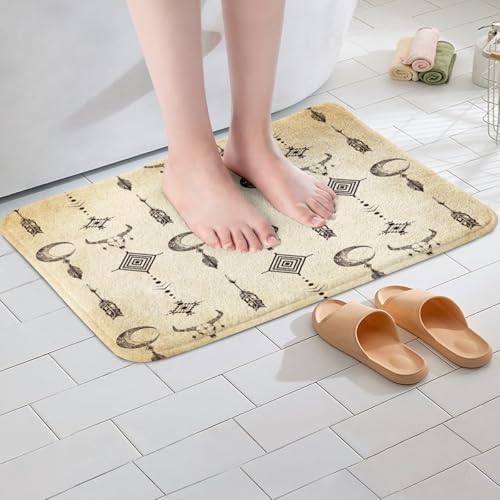 RezsoyeN Aztec Fleece Bath Mat 16x24 Rustic Retro Design