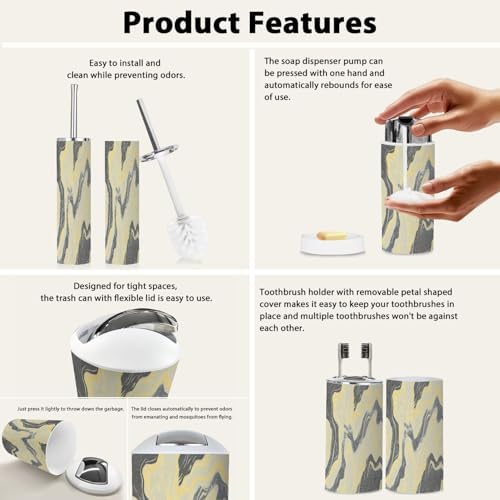 Boho Marble Bathroom Accessory Set 6 Piece