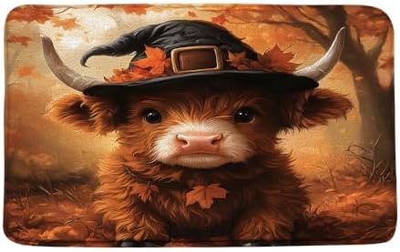 Fall Highland Cow Bath Mat 16x24 Inch