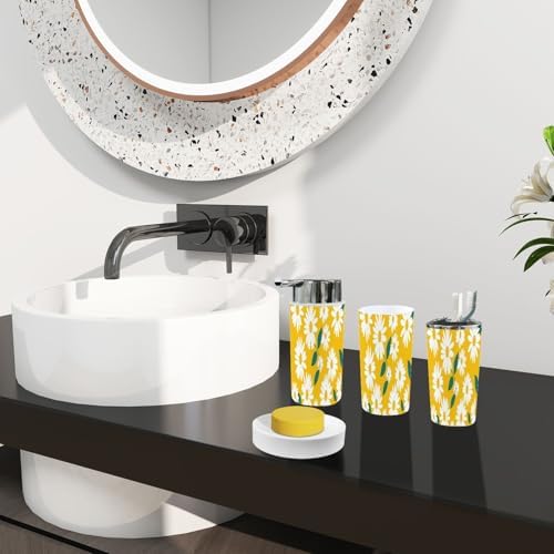 Boho Daisy Pattern 6-Piece Bath Accessories Set