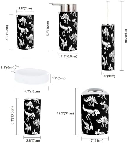 Boho Dinosaur Skeleton Fossil Bathroom Accessories Set 6 Piece