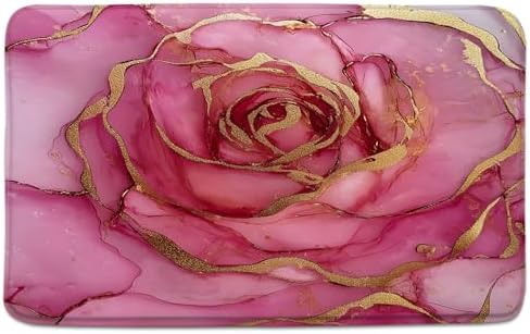 Pink Marble Bath Rug with Non-Slip Backing 1