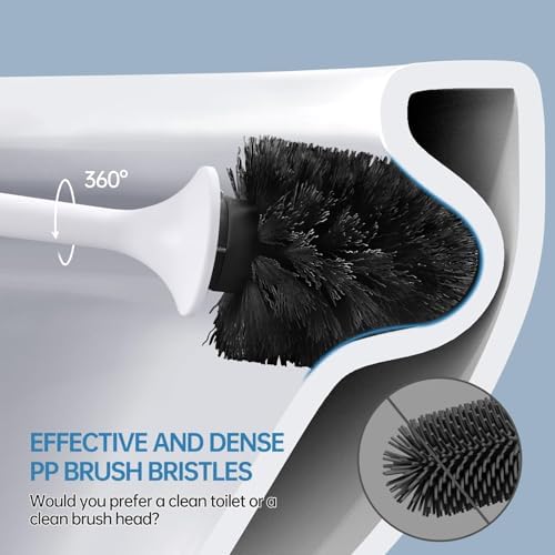 VANZAVANZU Toilet Brush with Holder Set for Deep Cleaning