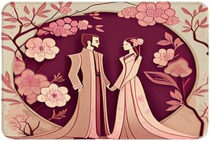 Yioniii Non-Slip Bathroom Mat with Wedding Design