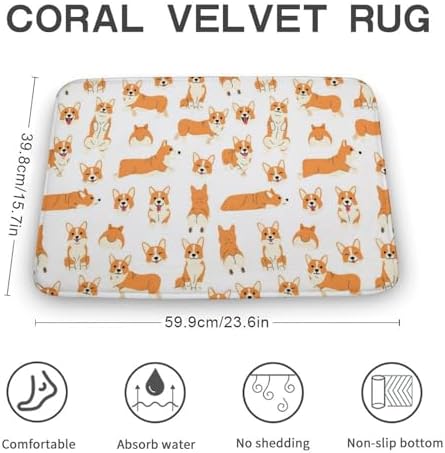 Soft Cozy Bath Rug with Cute Corgi Pattern