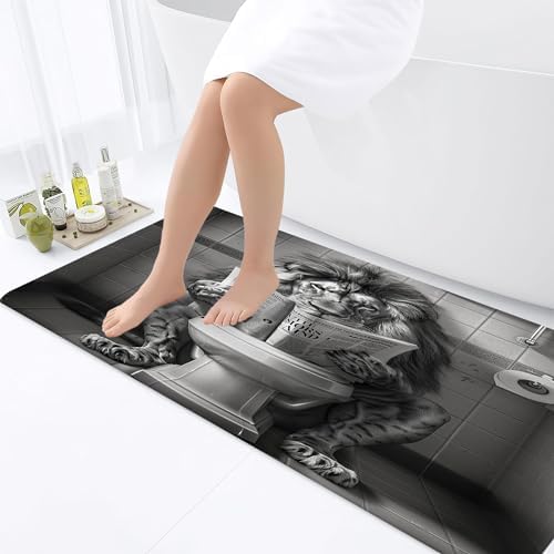 JAWO Funny Cool Lion Bath Mat Non Slip Rugs