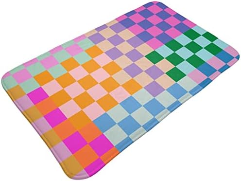Checkered Rainbow Bath Mat 20x30 Non Slip