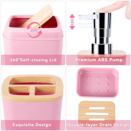 XLHOMO 9 Piece Pink Bathroom Accessory Set