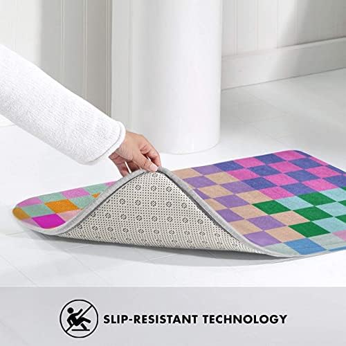 Checkered Rainbow Bath Mat 20x30 Non Slip