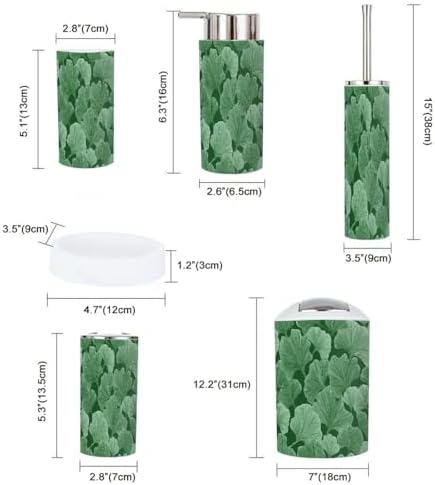 Boho Ginkgo Leaf Bathroom Accessory Set 6 Piece