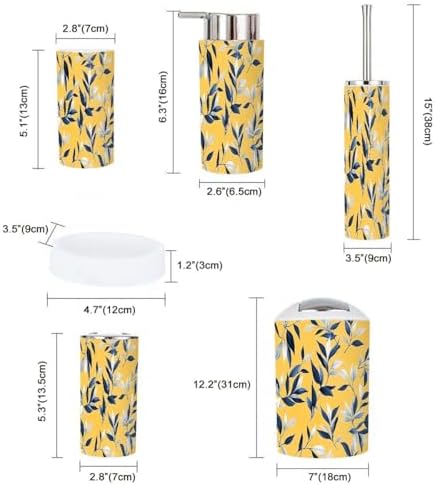 Boho Blue Grey Bathroom Accessory Set 6 Piece