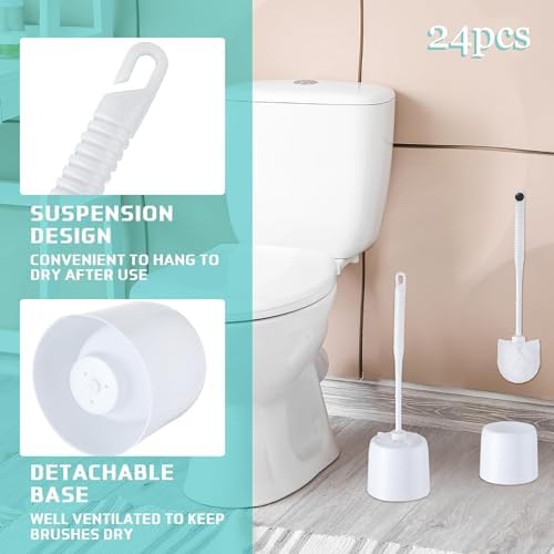 Roshtia 24-Piece Toilet Brush Set with Holder and Caddy