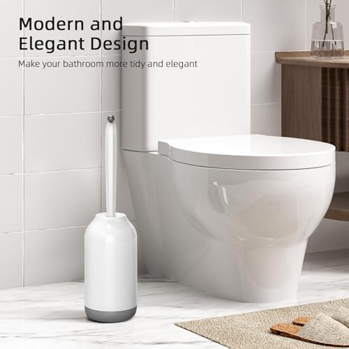 HAMITOR Toilet Brush Holder Set - 2 Pack Modern White Design